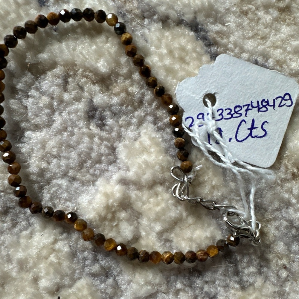 Chic Handmade Genuine Tiger’s Eye Beaded Bracelet with Silver Accents